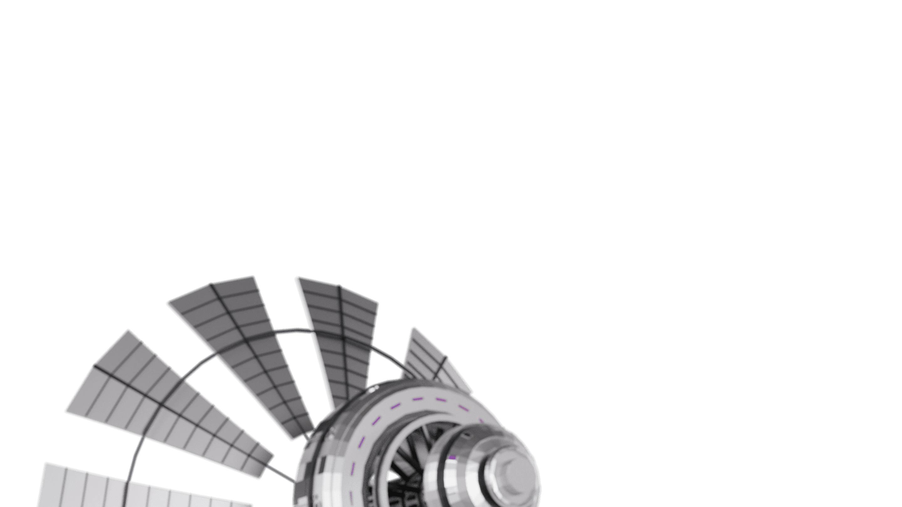 Blurred space station as 3D objects